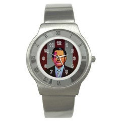 George W Bush Pop Art President Usa Stainless Steel Watch by BangZart