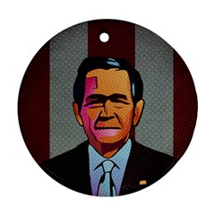 George W Bush Pop Art President Usa Round Ornament (two Sides) by BangZart