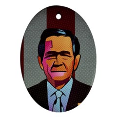George W Bush Pop Art President Usa Oval Ornament (two Sides) by BangZart