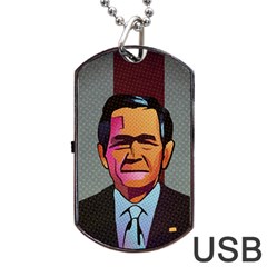 George W Bush Pop Art President Usa Dog Tag Usb Flash (two Sides) by BangZart