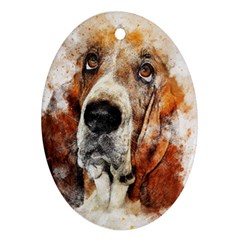 Dog Basset Pet Art Abstract Ornament (oval) by Celenk