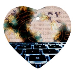 Ransomware Cyber Crime Security Heart Ornament (two Sides) by Celenk