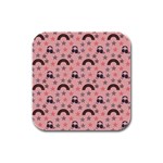 Music Stars Peach Rubber Square Coaster (4 pack)  Front