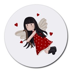 Cupid Girl Round Mousepads by Valentinaart