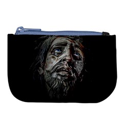 Jesuschrist Face Dark Poster Large Coin Purse by dflcprints