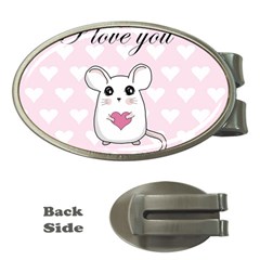 Cute Mouse - Valentines Day Money Clips (oval)  by Valentinaart