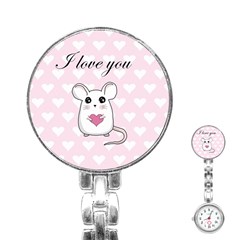 Cute Mouse - Valentines Day Stainless Steel Nurses Watch by Valentinaart