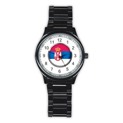 Serbia Flag Icon Europe National Stainless Steel Round Watch by Nexatart