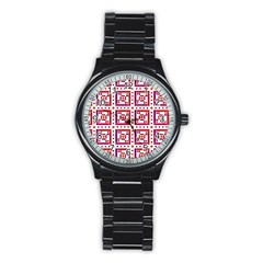 Background Abstract Square Stainless Steel Round Watch by Nexatart