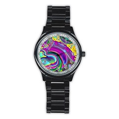 Background Art Abstract Watercolor Stainless Steel Round Watch by Nexatart