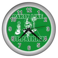  St  Patricks Day  Wall Clocks (silver)  by Valentinaart