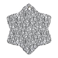 Elio s Shirt Faces In Black Outlines On White Ornament (snowflake) by PodArtist