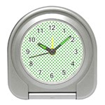 Green Heart-Shaped Clover on White St. Patrick s Day Travel Alarm Clocks Front