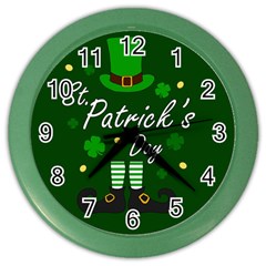 St Patricks Leprechaun Color Wall Clocks by Valentinaart