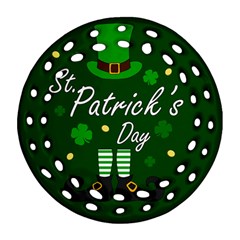 St Patricks Leprechaun Ornament (round Filigree) by Valentinaart