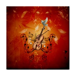 Violin With Violin Bow And Dove Face Towel by FantasyWorld7