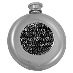 Antique Roman Typographic Pattern Round Hip Flask (5 Oz) by dflcprints