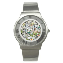 Simple Map Of The City Stainless Steel Watch by Nexatart