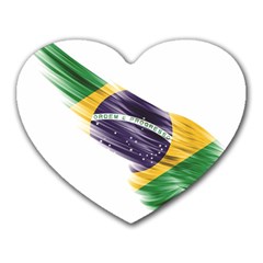 Flag Of Brazil Heart Mousepads by Sapixe
