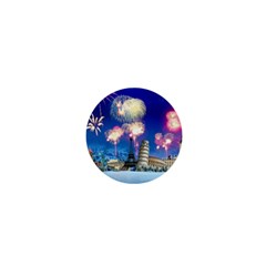 Happy New Year Celebration Of The New Year Landmarks Of The Most Famous Cities Around The World Fire 1  Mini Buttons by Sapixe