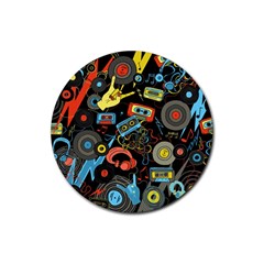Music Pattern Rubber Round Coaster (4 Pack)  by Sapixe