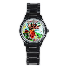 Dry Flowers On Your Windows Stainless Steel Round Watch by bestdesignintheworld