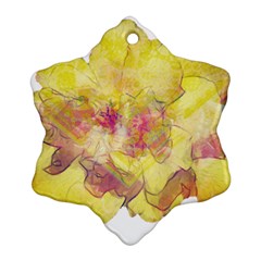 Yellow Rose Snowflake Ornament (two Sides) by aumaraspiritart