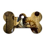 Awesome Steampunk Horse, Clocks And Gears In Golden Colors Dog Tag Bone (One Side) Front