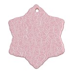Elios Shirt Faces in White Outlines on Pale Pink CMBYN Snowflake Ornament (Two Sides) Back