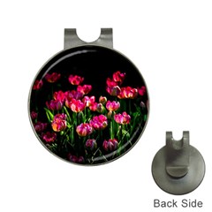 Pink Tulips Dark Background Hat Clips With Golf Markers by FunnyCow