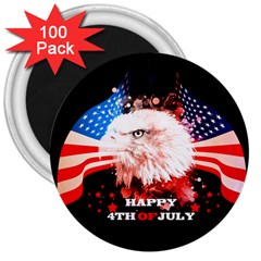 Independence Day, Eagle With Usa Flag 3  Magnets (100 Pack) by FantasyWorld7