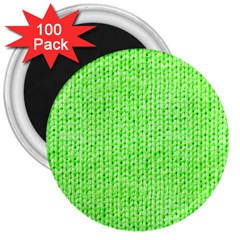 Knitted Wool Neon Green 3  Magnets (100 Pack) by snowwhitegirl