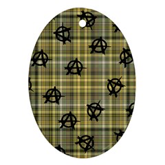 Yellow Plaid Anarchy Oval Ornament (two Sides) by snowwhitegirl