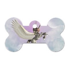 Cute Little Pegasus In The Sky, Cartoon Dog Tag Bone (one Side) by FantasyWorld7