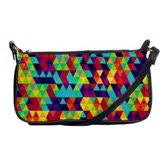 Bright Color Triangles Seamless Abstract Geometric Background Shoulder Clutch Bag by Alisyart