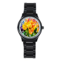 Festival Of Tulip Flowers Stainless Steel Round Watch by FunnyCow