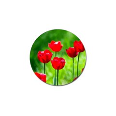 Red Tulip Flowers, Sunny Day Golf Ball Marker (10 Pack) by FunnyCow