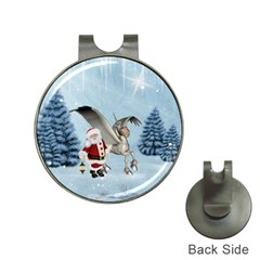 Santa Claus With Cute Pegasus In A Winter Landscape Hat Clips With Golf Markers by FantasyWorld7