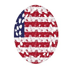 Usa Flag Halloween Holiday Nightmare Stripes Oval Filigree Ornament (two Sides) by PodArtist