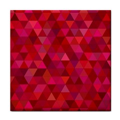 Maroon Dark Red Triangle Mosaic Face Towel by Sapixe