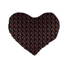 Vintage Floral Black Standard 16  Premium Flano Heart Shape Cushions by snowwhitegirl