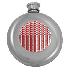 Circles Lines Red White Pattern Round Hip Flask (5 Oz) by BrightVibesDesign