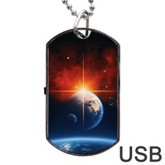 Earth Globe Planet Space Universe Dog Tag Usb Flash (one Side) by Celenk