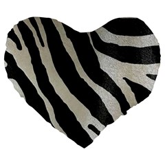 Zebra Print Large 19  Premium Flano Heart Shape Cushions by NSGLOBALDESIGNS2