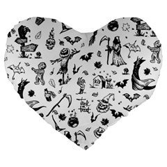 Halloween Pattern Large 19  Premium Heart Shape Cushions by Valentinaart