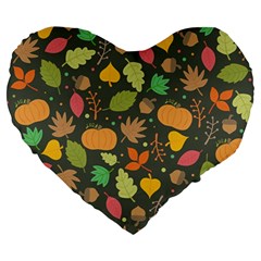 Thanksgiving Pattern Large 19  Premium Heart Shape Cushions by Valentinaart