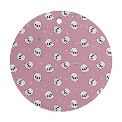 Cute Kawaii Ghost Pattern Round Ornament (two Sides) by Valentinaart
