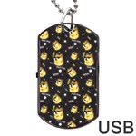 Doge Much Thug WOW Pattern Funny Kekistan Meme dog black background Dog Tag USB Flash (Two Sides) Back