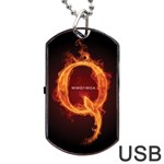 QAnon Letter Q Fire effect WWGOWGA WWG1WGA Dog Tag USB Flash (One Side) Front