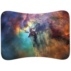 Lagoon Nebula Interstellar Cloud Pastel Pink, Turquoise And Yellow Stars Velour Seat Head Rest Cushion by genx